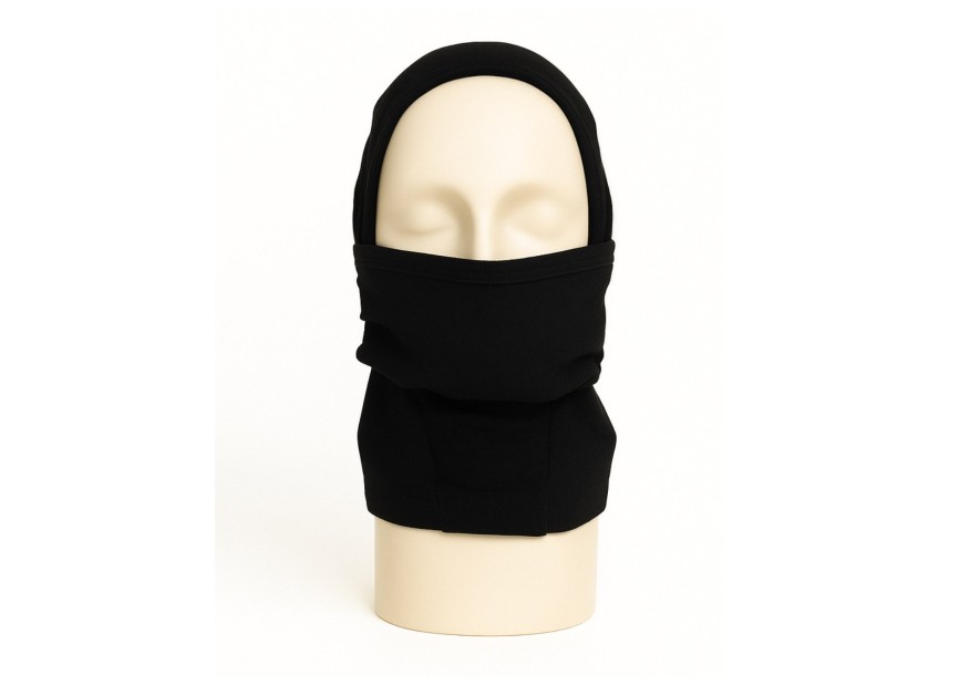 Balaclava negra para motociclista con dos modos de uso